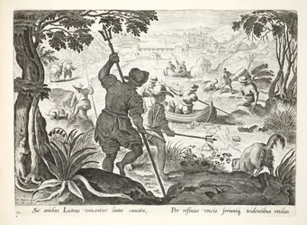 Fischen mit Dreizacken, Tafel 90, Illustration aus 